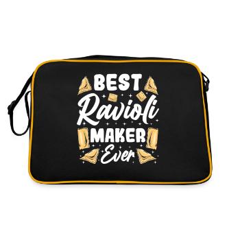 Funny Italian Ravioli Pasta - Retro Bag - black/gold - Back