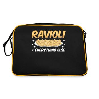 Funny Italian Ravioli Pasta - Retro Bag - black/gold - Back