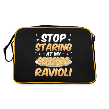 Funny Italian Ravioli Pasta - Retro Bag - black/gold - Back