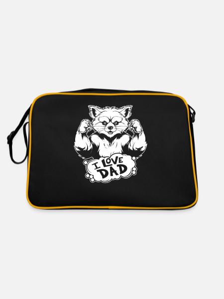 Red Panda I Love Dad - Retro Bag - black/gold - Back