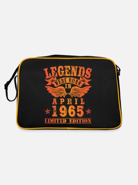 Legends were born in April 1965 Geburtstag - Retro Tasche - Schwarz/Gold - Hinten