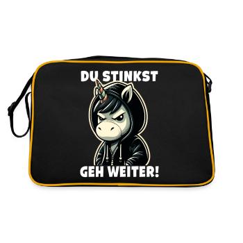 Du stinkst Geh weiter Sarkastisches - Retro Tasche - Schwarz/Gold - Hinten