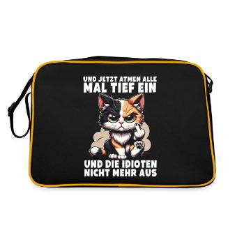 Deep Breath Sarcastic Cat Lover - Retro Bag - black/gold - Back