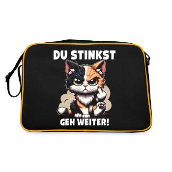 Du stinkst Geh weiter! Sarkastisches - Retro Tasche - Schwarz/Gold - Hinten