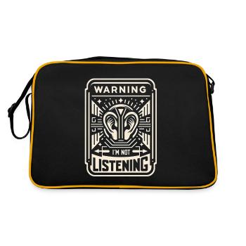 warning I'm not listening 64 - Retro Tasche - Schwarz/Gold - Hinten
