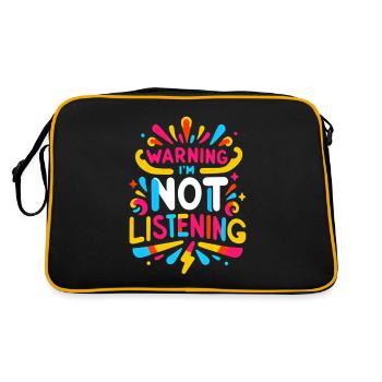 warning I'm not listening 66 - Retro Tasche - Schwarz/Gold - Hinten