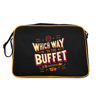 which way to the buffet 48 - Retro Tasche - Schwarz/Gold - Hinten