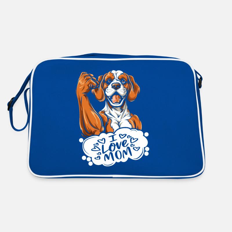 Brittany Spaniel I Love Dad Retro Tasche