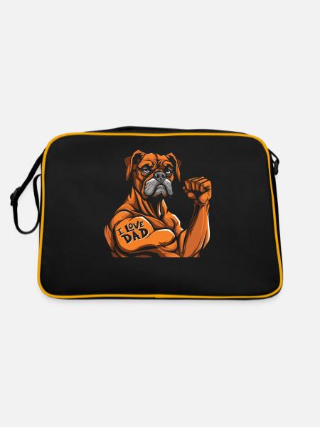 Boxer Chien Allemand Boxer Biceps Tattoo - Sac Retro - noir/or - Dos