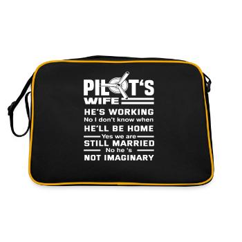 Pilot Ehefrau Frau Piloten - Retro Tasche - Schwarz/Gold - Hinten