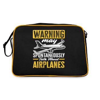 Piloten Flugzeug Liebhaber - Retro Tasche - Schwarz/Gold - Hinten