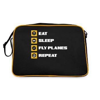 Pilot Essen Schlafen Fliegen - Retro Tasche - Schwarz/Gold - Hinten