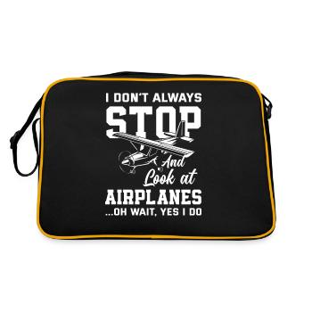 Pilot Fliegen Fliegerei Hobby Flugsport - Retro Tasche - Schwarz/Gold - Hinten