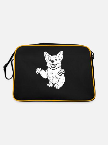 Corgi Biceps Tattoo I Love Dad - Retro Bag - black/gold - Back