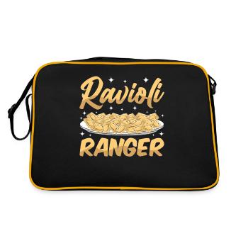 Funny Italian Ravioli Pasta - Retro Bag - black/gold - Back