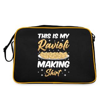 Funny Italian Ravioli Pasta - Retro Bag - black/gold - Back
