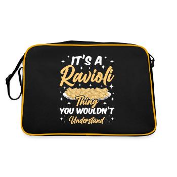 Funny Italian Ravioli Pasta - Retro Bag - black/gold - Back