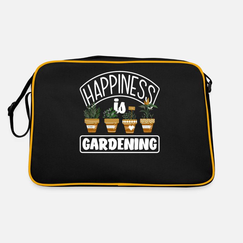 Gärtnerin Gärtner Garten Hobbygärtner Pflanzen - Retro Tasche - Schwarz/Gold