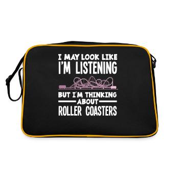 Achterbahn Geschenk Looping Freizeitpark - Retro Tasche - Schwarz/Gold - Hinten