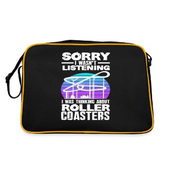 Achterbahn Spruch Geschenkidee - Retro Tasche - Schwarz/Gold - Hinten