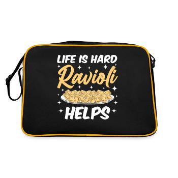 Funny Italian Ravioli Pasta - Retro Bag - black/gold - Back