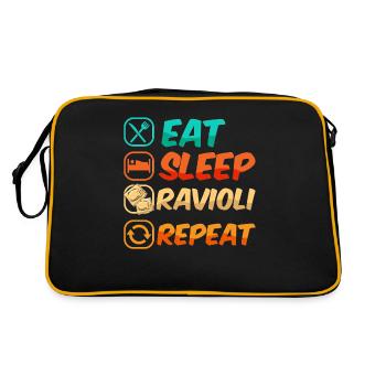 Funny Italian Ravioli Pasta - Retro Bag - black/gold - Back