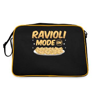 Funny Italian Ravioli Pasta - Retro Bag - black/gold - Back