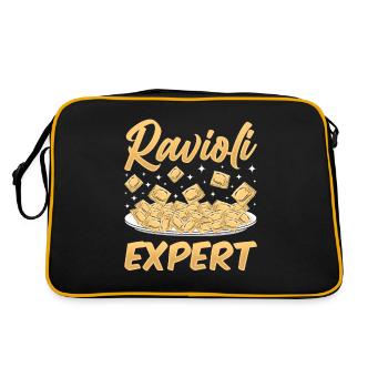 Funny Italian Ravioli Pasta - Retro Bag - black/gold - Back