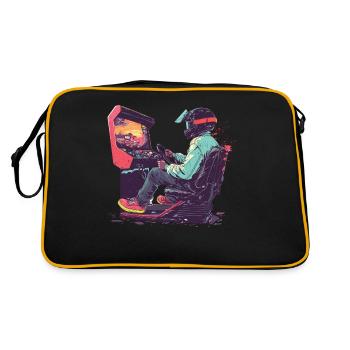 „zeit Für Sim Racing“ Sim Racer - Retro Tasche - Schwarz/Gold - Hinten