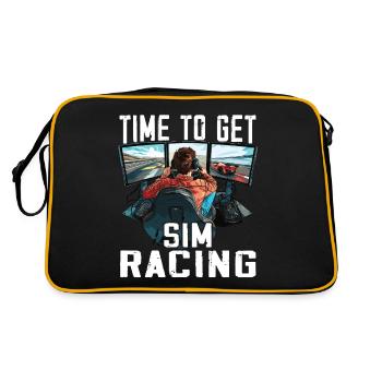 „zeit Für Sim Racing“ Sim Racer - Retro Tasche - Schwarz/Gold - Hinten