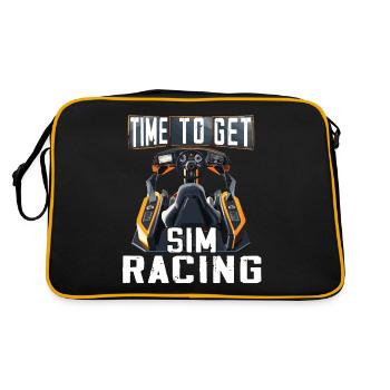 „zeit Für Sim Racing“ Sim Racer - Retro Tasche - Schwarz/Gold - Hinten