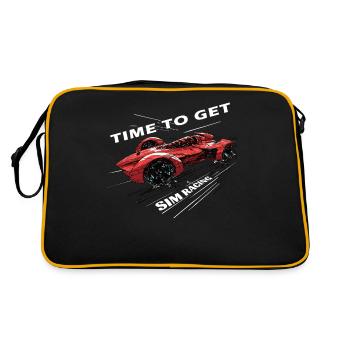 „zeit Für Sim Racing“ Sim Racer - Retro Tasche - Schwarz/Gold - Hinten