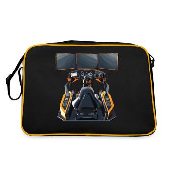„zeit Für Sim Racing“ Sim Racer - Retro Tasche - Schwarz/Gold - Hinten