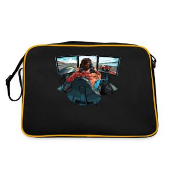 „zeit Für Sim Racing“ Sim Racer - Retro Tasche - Schwarz/Gold - Hinten