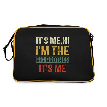Ich bin's Hallo Ich bin der große Bruder Ich bin Vintage Fun - Retro Tasche - Schwarz/Gold - Hinten
