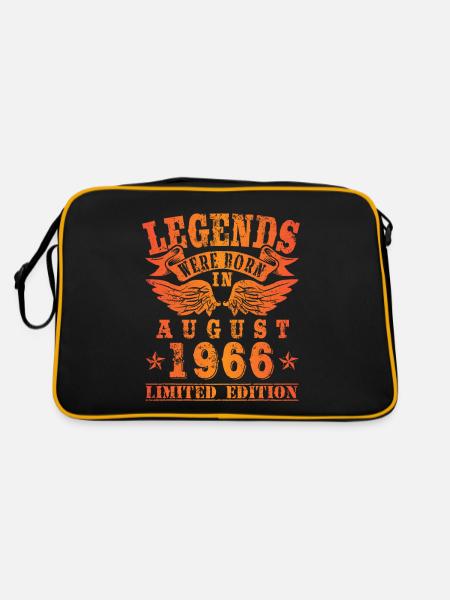 Legends were born in August 1966 Geburtstag - Retro Tasche - Schwarz/Gold - Hinten
