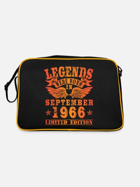 Legends were born in September 1966 Geburtstag - Retro Tasche - Schwarz/Gold - Hinten
