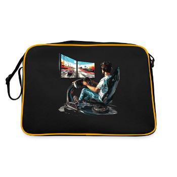 „zeit Für Sim Racing“ Sim Racer - Retro Tasche - Schwarz/Gold - Hinten