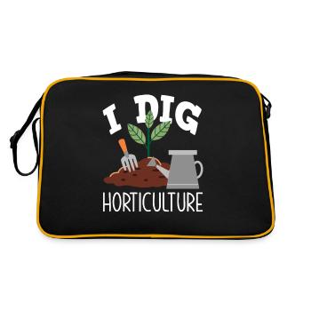 Gärtnerin Gärtner Garten Hobbygärtner Pflanzen - Retro Tasche - Schwarz/Gold - Hinten