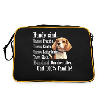 « Les chiens sont 100% famille » Beagle - Sac Retro - noir/or - Dos