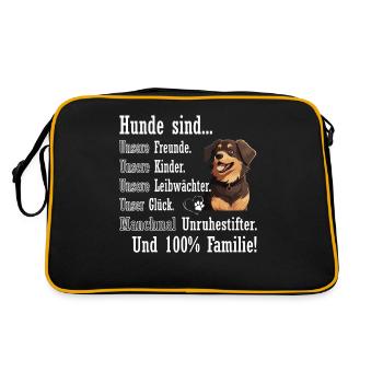 « Les chiens sont 100% famille » Hovawart - Sac Retro - noir/or - Dos