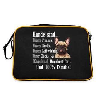 « Les chiens sont 100% famille » Bouledogue - Sac Retro - noir/or - Dos