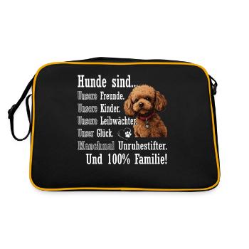Caniche « Les chiens sont 100% famille » - Sac Retro - noir/or - Dos