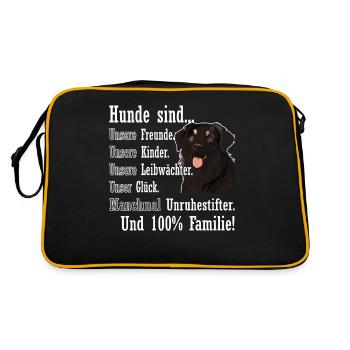 « Les chiens sont 100% famille » Hovawart - Sac Retro - noir/or - Dos
