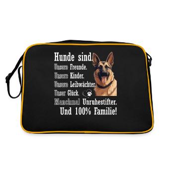 « Les chiens sont 100% famille » Berger Allemand - Sac Retro - noir/or - Dos