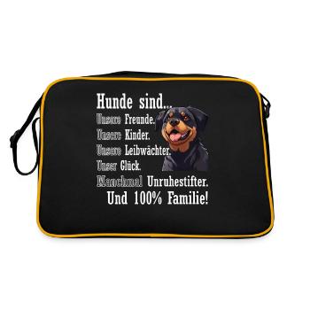 « Les chiens sont 100% famille » Rottweiler - Sac Retro - noir/or - Dos