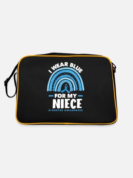 T1D Diabetes Typ 1 Diabetiker Geschenk - Retro Tasche - Schwarz/Gold - Hinten