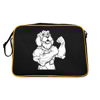 Fitness Goldener Doodle Hund - Retro Tasche - Schwarz/Gold - Hinten