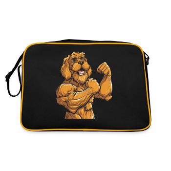 Fitness Goldener Doodle Hund - Retro Tasche - Schwarz/Gold - Hinten