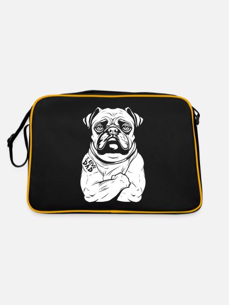 Carlin chien biceps tatouage j’aime papa - Sac Retro - noir/or - Dos